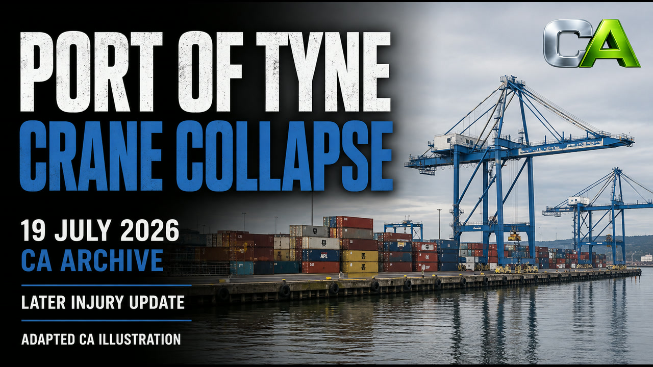 Crane Collapse Chaos at Port of Tyne: Man Hospitalised After Container Ship Collision | Full CA News Report
